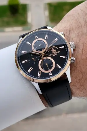 Rose Gümüş Siyah Renk 44 mm Erkek Kol Saati