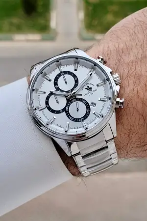 Gümüş Renk 44 mm Renk Atmaz Oksitlenmez Çelik Erkek Kol Saati