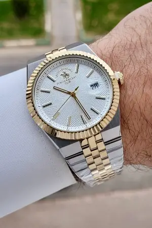 Gold Gümüş Renk 40 mm Renk Atmaz Oksitlenmez Çelik Erkek Kol Saati