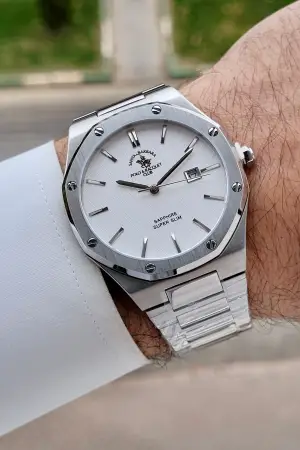 Gümüş Renk 41 mm Renk Atmaz Oksitlenmez Çelik Erkek Kol Saati