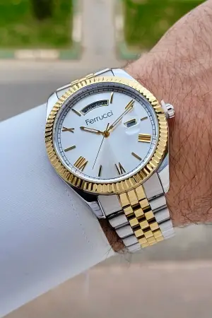 Gold Gümüş Renk 41 mm İç Göstergeleri Aktif Erkek Kol Saati