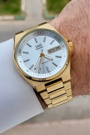 Gold Renk 40 mm İç Göstergeleri Aktif Paslanmaz Çelik Erkek Kol Saati