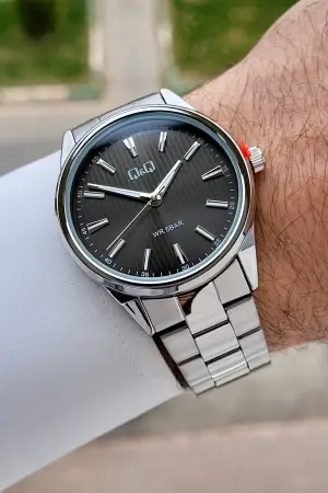 Kadranı Siyah Kordonu Gümüş Renk 40 mm Erkek Kol Saati
