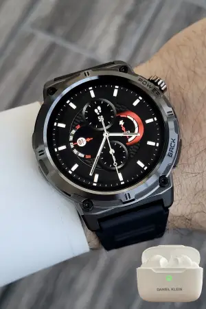 Siyah Renk Akıllı Saat ve Bluetooth Kulaklık