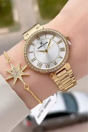 Gold Renk Kadın Kol Saati Bileklik