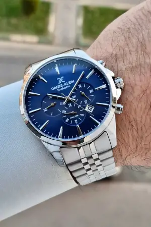 Kadranı Lacivert Kordonu Gümüş Renk Göstergeleri Aktif Fonksiyonlu Hediye Paketli Erkek Kol Saati