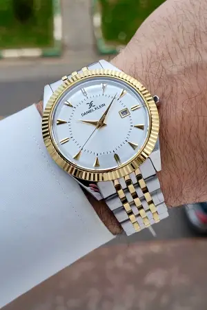 Gold Gümüş Renk Hediye Paketli 41 mm Erkek Kol Saati