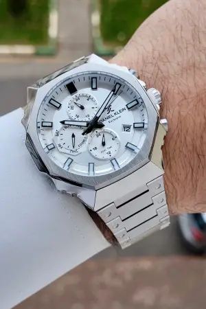 Gümüş Renk Hediye Paketli 45 mm Erkek Kol Saati