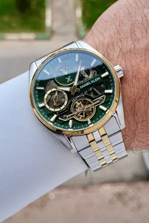 Kadranı Yeşil Kordonu Gold Gümüş Renk Otomatik 43 mm İç Göstergeleri Aktif Erkek Kol Saati