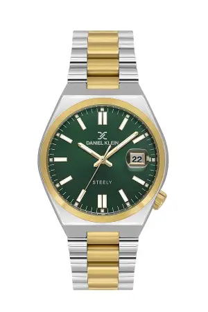 Kadranı Yeşil Kordonu Gold Gümüş Renk 40 mm Çelik Metaryel Erkek Kol Saati