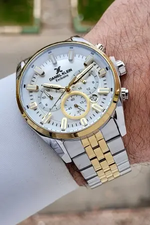 Gold Gümüş Renk 43 mm Erkek Kol Saati