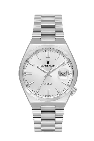 Gümüş Renk 40 mm Kristal Cam Çelik Metaryel Erkek Kol Saati