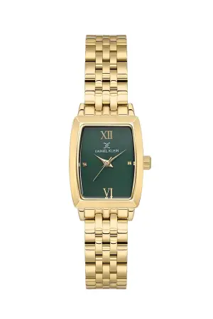 Kadranı Yeşil Kordonu Gold Renk 26 mm Kadın Kol Saati ve Hediye Bileklik