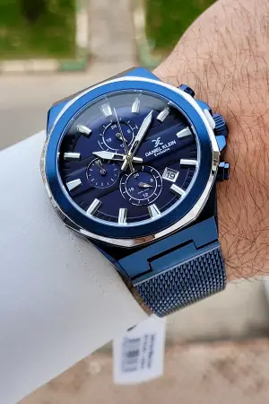 Lacivert Gümüş Renk 41 mm İç Göstergeleri Aktif Erkek Kol Saati