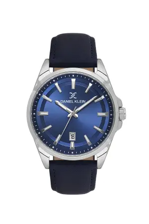 Kasası Gümüş Kordonu Lacivert Renk 42 mm Takvimli Erkek Kol Saati