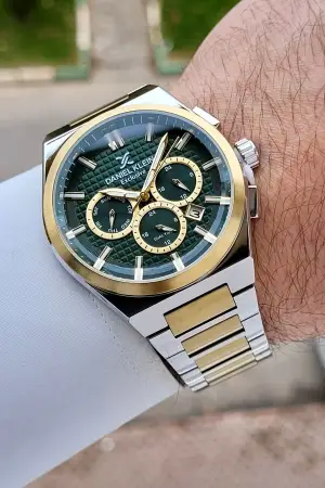 Kadranı Yeşil Kordonu Gold Gümüş Renk 43 mm İç Göstergeleri Aktif Erkek Kol Saati