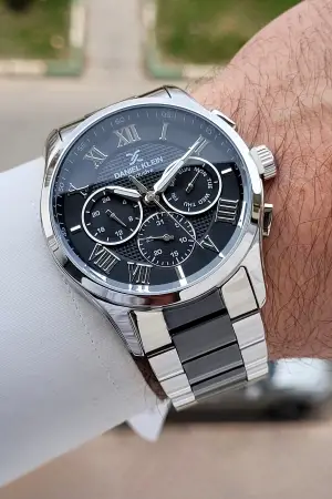 Siyah Gümüş Renk İç Göstergeleri Aktif Fonksiyonlu 45 mm Erkek Kol Saati