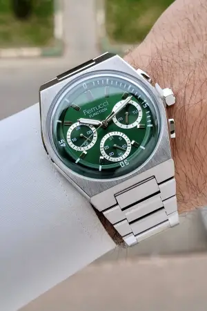 Kadranı Yeşil Kordonu Gümüş Renk 41 Mm İç Göstergeleri Aktif Erkek Kol Saati