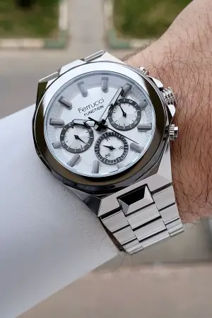 Gümüş Renk 43 Mm İç Göstergeleri Aktif Erkek Kol Saati