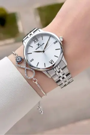 Gümüş Renk 35 mm Hediye Paketli Kadın Kol Saati ve Bileklik