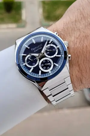 Kadranı Lacivert Kordonu Gümüş Renk 42 mm İç Göstergeleri Aktif Erkek Kol Saati