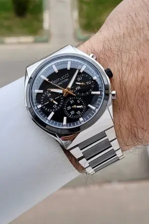 Siyah Gümüş Renk 42 mm İç Göstergeleri Aktif Erkek Kol Saati