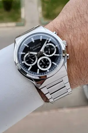 Kadranı Siyah Kordonu Gümüş Renk 42 mm İç Göstergeleri Aktif Erkek Kol Saati