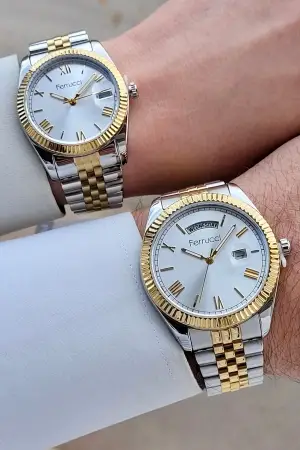 Gold Gümüş Renk Sevgili Çift Kol Saati STISTE15