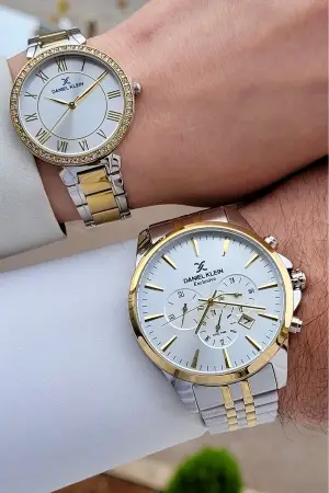 Gold Gümüş Renk Sevgili Çift Kol Saati STISTE2