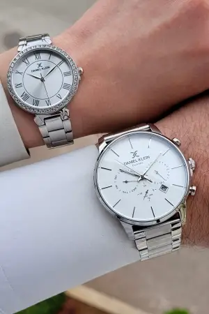 Gümüş Renk Sevgili Çift Kol Saati STISTE10