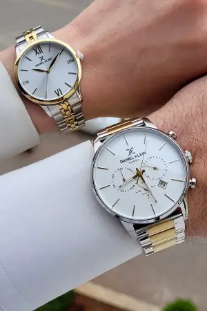 Gold Gümüş Renk Sevgili Çift Kol Saati STISTE8