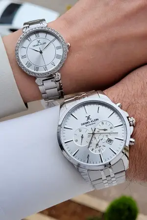 Gümüş Renk Sevgili Çift Kol Saati STISTE3