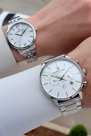 Gümüş Renk Sevgili Çift Kol Saati STISTE9
