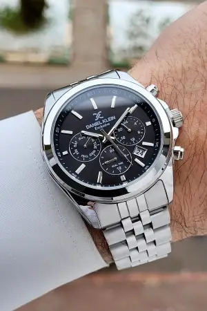 Gümüş Siyah Renk 42 mm Hediye Paketli İç Göstergeleri Aktif Erkek Kol Saati