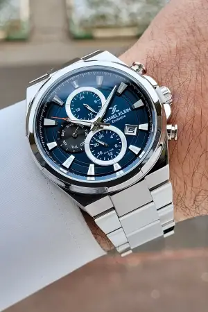 Kadranı Mavi Kordonu Gümüş Renk Hediye Paketli İç Göstergeleri Aktif Erkek Kol Saati