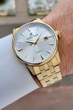 Gold Renk Hediye Paketli Paslanmaz Full Çelik Kasa Erkek Kol Saati