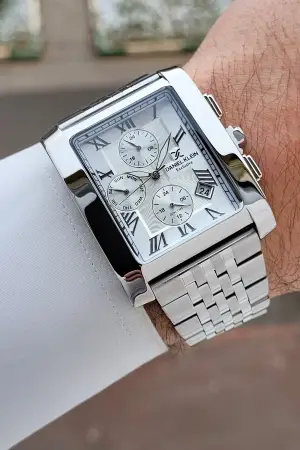 Gümüş Renk Hediye Paketli Erkek Kol Saati