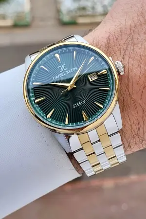 Gold Gümüş Yeşil Renk Hediye Paketli Paslanmaz Full Çelik Kasa Erkek Kol Saati