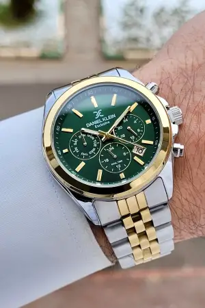 Gold Gümüş Yeşil Renk 42 mm Hediye Paketli İç Göstergeleri Aktif Erkek Kol Saati