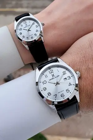 Gümüş Siyah Renk Hediye Paketli Sevgili Çift Kol Saati STISTE22