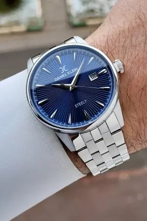 Gümüş Lacivert Hediye Paketli Paslanmaz Full Çelik Kasa Erkek Kol Saati