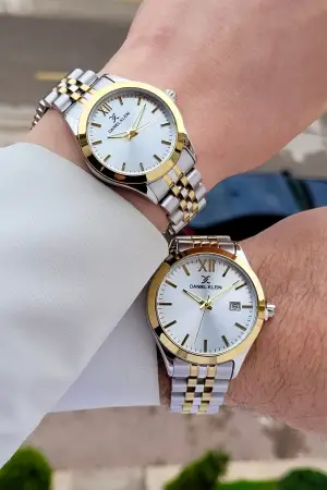 Gold Gümüş Renk Hediye Paketli Sevgili Çift Kol Saati STISTE33