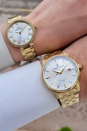 Gold Renk Hediye Paketli Sevgili Çift Kol Saati STISTE37