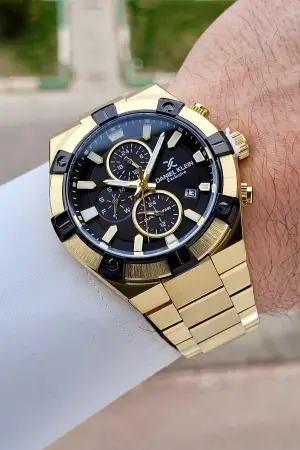 Kadranı Siyah Kordonu Gold Renk 45 mm İç Göstergeleri Aktif Erkek Kol Saati