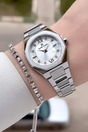 Gümüş Renk Hediye Paketli 30 Mm Kadın Kol Saati ve Bileklik