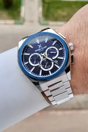 Gümüş Lacivert Renk 44 mm Hediye Paketli İç Göstergeleri Aktif Erkek Kol Saati