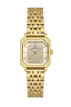 Kadranı Sarı Kordonu Gold Renk Hediye Paketli 23 Mm Kare Kadın Kol Saati ve Bileklik