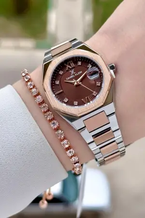 Rose Gümüş Renk Hediye Paketli 30 Mm Kadın Kol Saati ve Bileklik