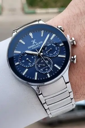 Kadranı Lacivert Kordonu Gümüş Renk Hediye Paketli İç Göstergeleri Aktif Erkek Kol Saati