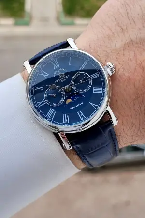 Santa Barbara Polo & Racquet Club Kasası Gümüş Kordonu Lacivert Renk 42,5 mm Erkek Kol Saati